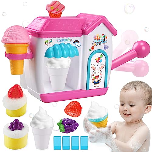 Gretex Toddler Bath Toys for 3 4 5 6 7 8 Years Old Girls, Bubble Ice Cream Maker Bath Toy, Shower Toys, Toddler Bath Toys Age 2-4, Bathtub Bubble Machine, Toy for 3 4 5 6 7 8 Years Old Boys Girls