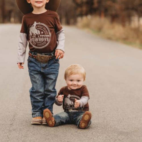 Cowboys Get Tougher Graphic LS Onesie (0-18M)