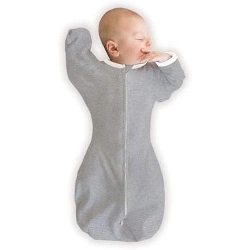 SwaddleDesigns Organic Transitional Swaddle Sack, Arms Up Half-Length Sleeves & Mitten Cuffs, Most Gradual Transition Swaddle