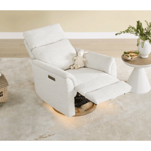 Lulla Power Swivel Nursery Glider Recliner with Power Headrest and Nightlight