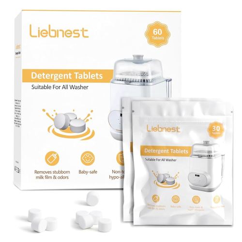 60Pcs Bottle Washer Tablets for Baby Bottle Washer, Detergent Tablets Compatible with Momcozy, Baby Brezza, Grownsy Bottle Washers, Safe & Residue Milk Free