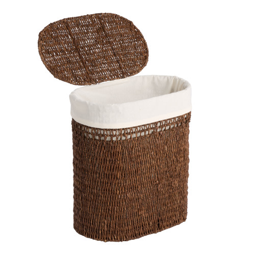 Salma Oval Seagrass Laundry Hamper with Liner - World Market