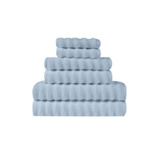 6pc Zero Twist Bath Towel Set Light Blue - Truly Soft: Cotton Terry, Year Round Fabric, All Ages