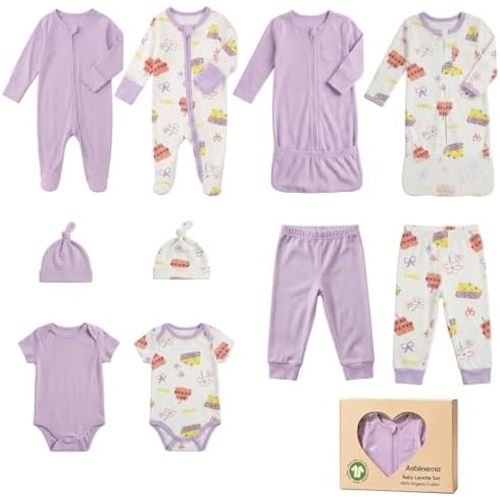 Aablexema Organic Cotton Unisex Baby Layette Registry Clothes Set