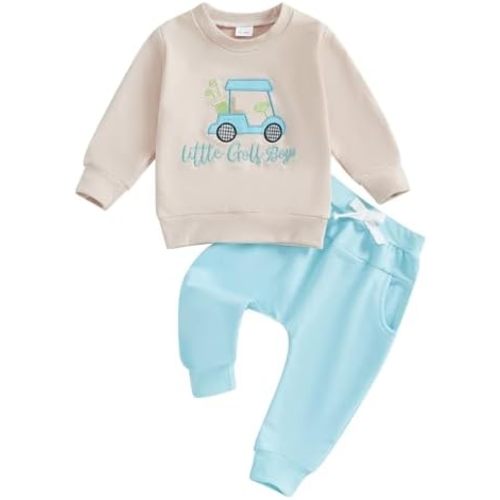 Toddler Boy Girl Golf Pants Set Embroidery Long Sleeve Sweatshirt and Pants Suit 2Pcs Fall Outfits Clothes Sets