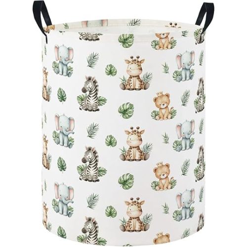Baby Laundry Hamper Basket Baby Hamper for Nursery Boy and Girl Cute Storage Bin Organizer Boho Room Decor(Leaf Animal)