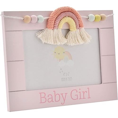 Petit Cheri Wooden Photo Frame Macrame Rainbow Baby Girl 4X6