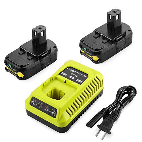 Energup 2Pack 18Volt P102 Replace for Ryobi 18V Batteries and Charger Combo 3.5A, for 18 Volt ONE Plus P103 P104 P105 P107 P109 P190 P191 P122 for Ryobi 18v Battery