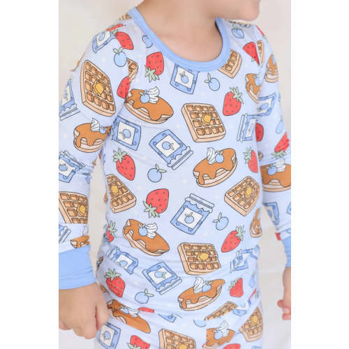 Sweet Stacks Two Piece Pajama Set | Blue