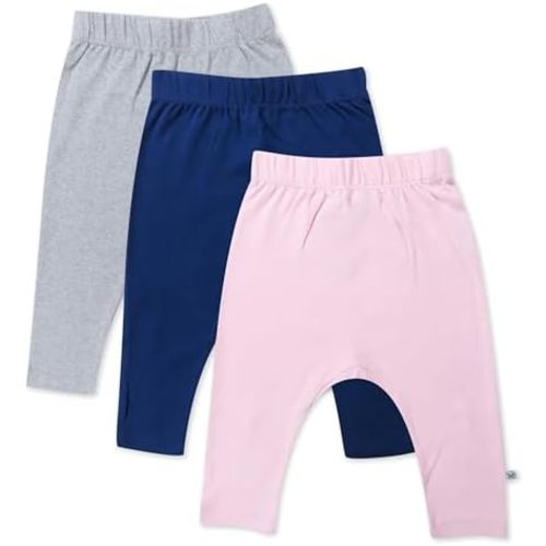 HonestBaby Unisex-Baby Multipack Harem Pants Roomy Fit Pull on Bottoms 100% Organic Cotton for Baby Boys, Girls