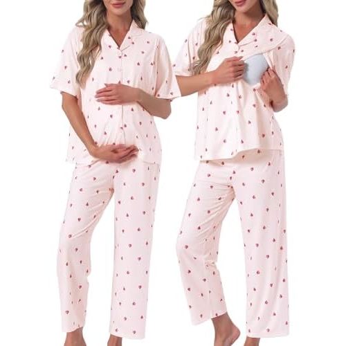 cheibear Maternity Pajama Set Postpartum Nursing Outfits