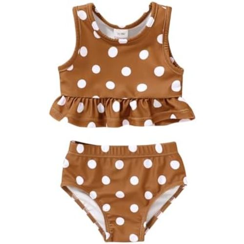 YOUNGER TREE Toddler Baby Girls Summer Swimsuit Sleeveless Striped Swimwear Two-Piece Suit Beach Bikini