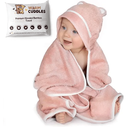Premium Baby Bath Towel - Rayon Made from Bamboo Hooded Baby Towels - Newborn Baby Towel with Hood - Large Hooded Towel for Newborn Infant Boy Girl (Pink)