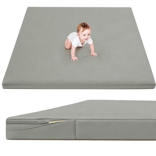 Waterproof Baby Play Mat for Floor Memory Foam 50 * 50 Cushion Playpen Playmat Tummy Time Crawling Mat Nursery Rug Thick Pad Create Soft & Safe Area for Infants,Toddler,Kids,Grey
