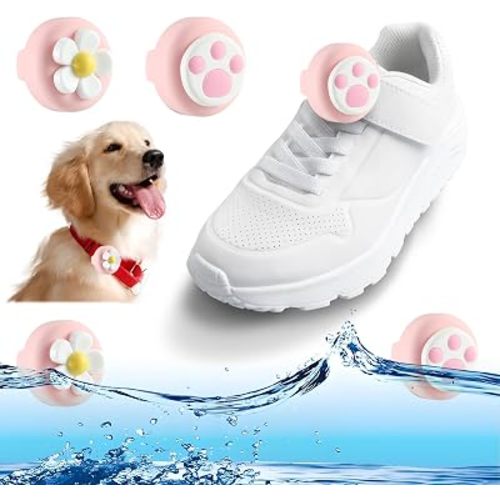 2 Pack Tracker Holder for Kids Shoelaces,Hidden Wear Resistant Silicone Air Tags Case Cover for Children Shoes Shoestring Accessories for Toddler Child Pet (cat paw+Daisies)