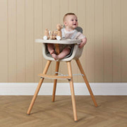 Jenson Natural Highchair - Grey | Baby Toddler Chair | Mocka