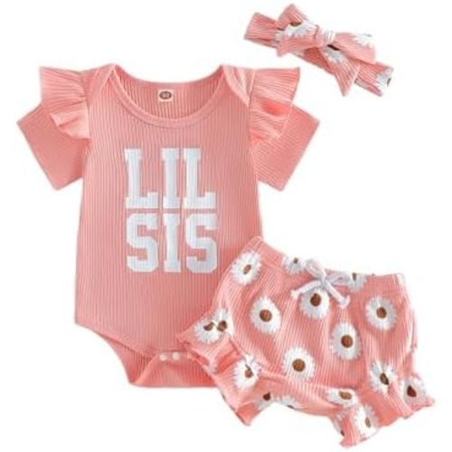 Big Sis Lil Sis Matching Outfits Newborn Baby Girl Clothes Sibling Romper Floral Bloomers Little Sister Outfit