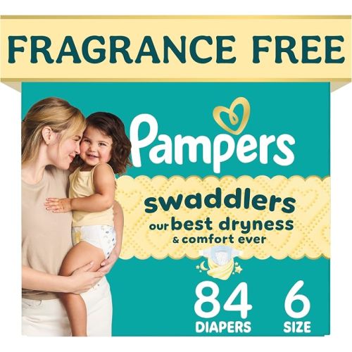 Pampers Swaddlers Diapers, Size 6 (23-44 lbs), 50 Count, Hypoallergenic, Absorbent, Keeps Baby Dry and Comfortable, Skin Safe Disposable Baby Diaper