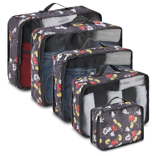Disney Minnie Mickey Stitch Packing Cubes - Winnie the Pooh, Princess Cinderella, Cars, Toy Story 5 Piece Packing Cubes Compression - Travel Essential - Luggage Suitcase Organizer Set