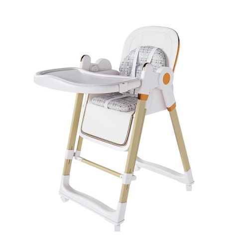 Baby High Chair Convertible to Rocker with 5-Point Harness Belt, Foldable Infant Feeding Seat with Silent Locking Wheels & Removable 2-Tier Easy-Clean Tray for 6 Months - 4 Years (White)
