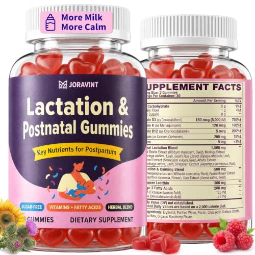 Lactation Supplement for Breastfeeding - Milk Supply Booster,60 Ct | Lactation Support Gummies with Milk Thistle, Sunflower Lecithin & Postnatal Vitamins for Postpartum Recovery & Calm, Vegan