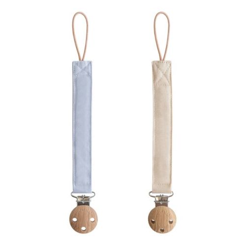 Linen Pacifier Clip 2-Pack Powder Blue/Shifting Sand One Size