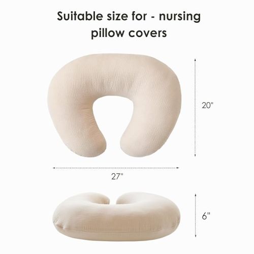 MairMore 2 Pack Muslin Nursing Pillow Covers, 100% Cotton, Cover Only