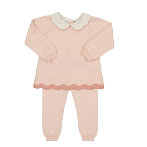 Scalloped Contrast Trim Knit Set | Feltman Brothers
