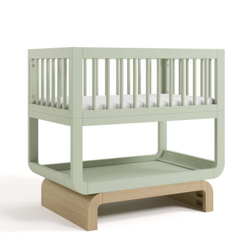 Storkcraft Santorini Deluxe Convertible Baby Bassinet, Sage with Driftwood