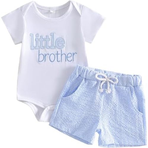 Little Brother Big Brother Matching Outfits Short Sleeve Romper/T-Shirt+ Shorts Summer 2PCS Clothes Set
