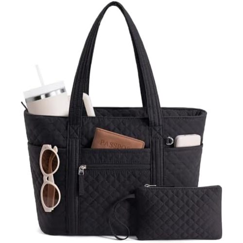 Bagstellar Quilted Tote Bag for Women, Puffer Cotton Work Tote Teacher Nurse Shoulder Bag Handbag for School, Travel, Nursing