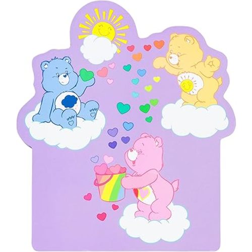 Silver Buffalo Care Bears Large Die-Cut MDF Box Wall Sign Featuring Funshine Bear, Grumpy Bear, and Love-A-Lot Bear, 6.93” x 1.18” x 8”