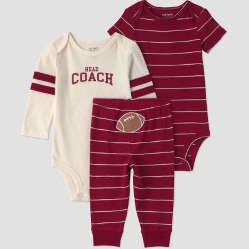 Carter's Just One You® Baby Boys' 3pc Football Printed Bodysuit and Pants Set - Burgundy 3M