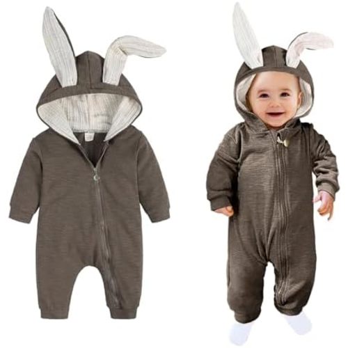 AGQT Babys Bunny Costume One Piece 3D Rabbit Ear Easter Halloween Costume Size 0-24 Months
