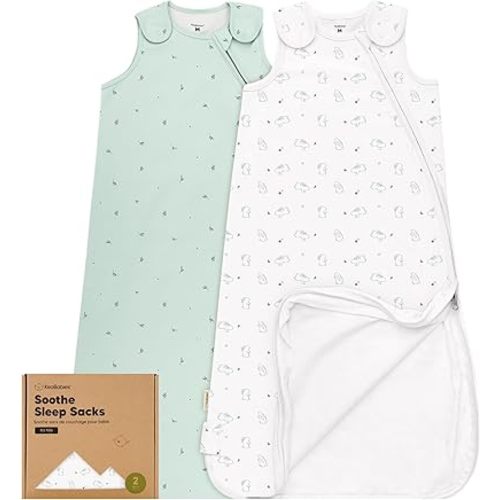 2-Pack Organic Baby Sleep Sacks, 100% Cotton - Soft & Breathable 0.5TOG Baby Wearable Blanket, Toddler Sleeping Sack 6-18 months, Easy to Wear Transitional Swaddles for Newborns, Infants (Bunnies, M)
