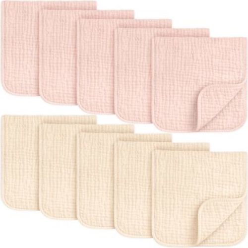 KeaBabies Lyra Muslin Burp Cloths Baby Boy, Girl, 100% Soft Cotton Muslin Burping Cloths for Newborn, Baby Rag 21"x10" (Cameo)