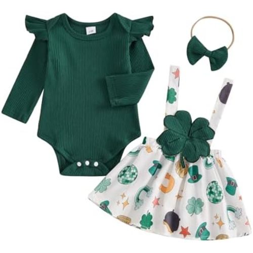 Christmas Baby Girl Outfit Newborn Cute Elk Fly Sleeve Romper Overall Dress Infant Girls Fall Winter Skirt Set