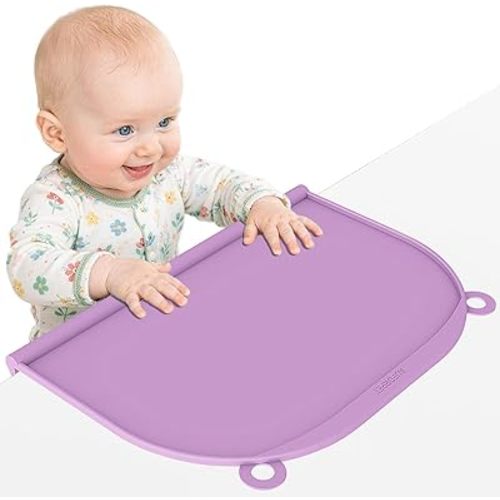 Large Silicone Suction Mat, 17" x 12" Thick Mats with Edge-Bumper, Raised Edge Leakproof, Non-Slip for Kids Toddler Baby Essentials Table Placemat, Restaurant Eating, Plates, Art, Craft & Painting