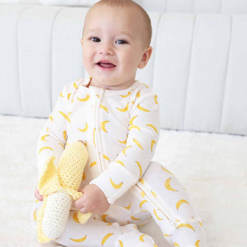 Go Bananas Bamboo Waffle Zipper Footie