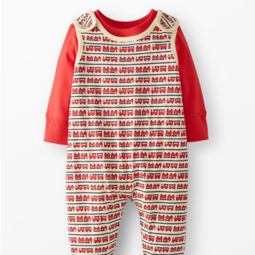 All Aboard Train | Baby Long Sleeve T-Shirt & Overalls Set