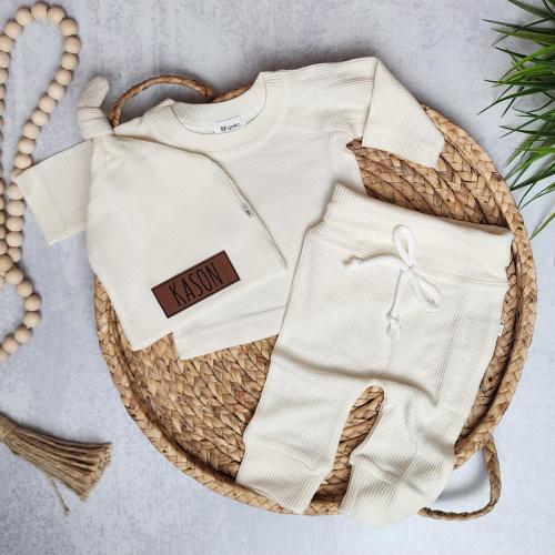 Baby Boy Coming Home Outfit | Personalized Waffle Set | Newborn Going Home Outfit | Baby Shower Gift | Hospital Outfit | Bamboo