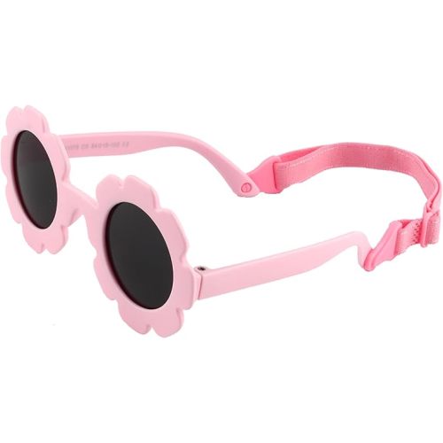 Baby flower Sunglasses with Strap girls Flexible Bendable Polarized Sunglasses for Infant Boys Girls 0-24 Months