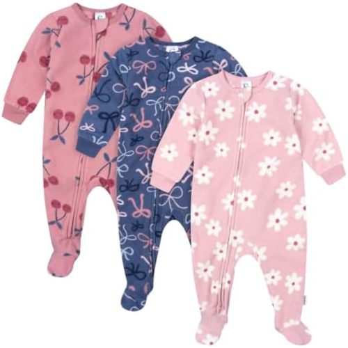 Gerber Baby Girls' Toddler Fleece Footed Pajamas 3-pack
