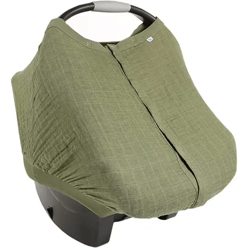 Little Unicorn 100% Cotton Muslin Car Seat Canopy | Super Soft Lightweight Cover with Window | Breathable | Magnetic Closure | Baby and Infant | Machine Washable | Shower Gift | Fern