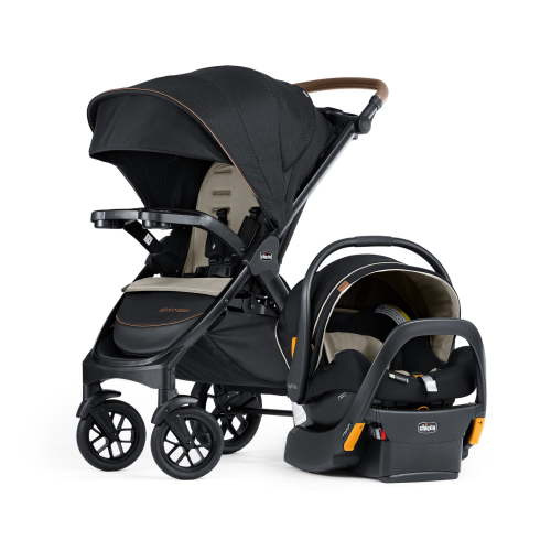 Chicco Bravo® Primo ClearTex® Trio Travel System Stroller with KeyFit Max Zip ClearTex® Infant Car Seat - Somerset (Black), New