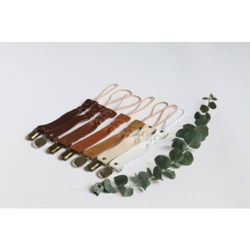 Genuine Leather Pacifier Clip Braided Leather Binky Clip Baby Shower Gift Antique Brass Silver Clip - Etsy