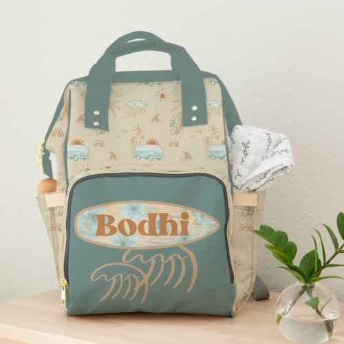 Boho Surfer Personalized Backpack Diaper Bag