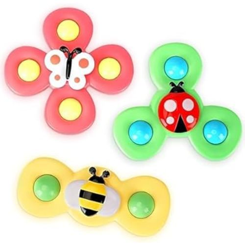 Suction Fidget Spinner – Suction Cup Spinners 3 Pack, ABS & Soft Silicone with Animal Design, Smooth Spin for Sensory Interaction on Bath Walls, Tiles, Windows, Travel – Home & Desk Focus Breaks Use