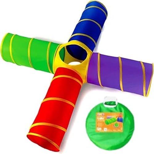 Play22 4-Way Play Tunnel for Kids to Crawl Through 8 Feet - Kids Play Tunnels for Toddlers Indoor/Outdoor Fun, Dogs Tunnel Ball Pit - Pop Up Tent Tunnel Foldable Into A Carrying Bag
