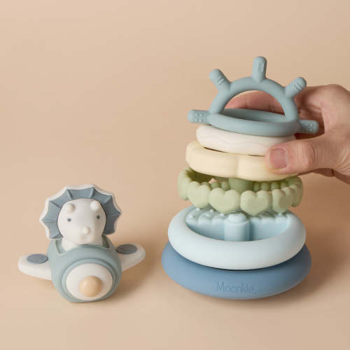 Dino Stacking Teething Toys | Baby Stack Rings | Moonkie